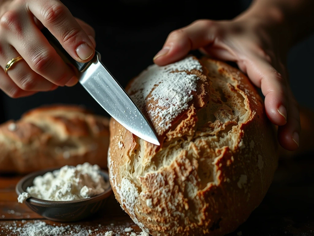 Precision scoring on crusty loaf